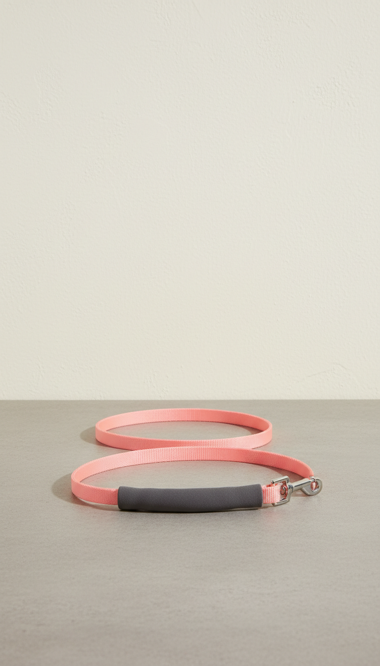 Petal pink leash with soft-touch nylon handle